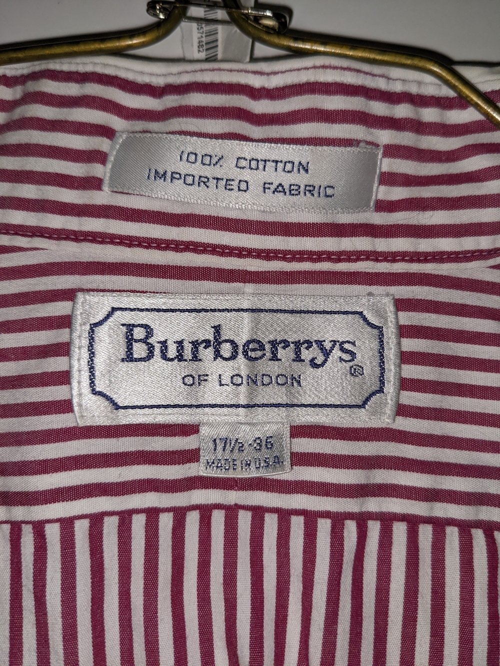 Burberrys Pink and White Striped Dress Shirt - Picture 1 of 7